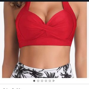 New w/ Tag Tempt Me Red Push Up Bikini Top Retro XS